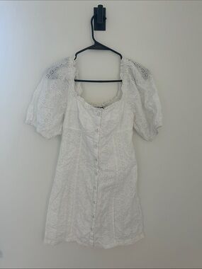 GAP White Eyelet Smocked Top with Puff Sleeves